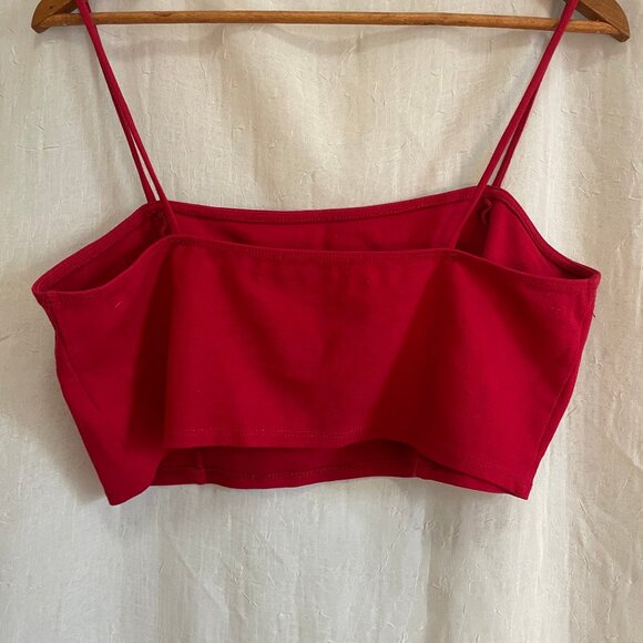 Red Strappy Crop Tank Top - Picture 2 of 4